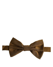 Men Brown 100% Silk Adjustable Neck Papillon Bow Tie