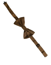 Men Brown 100% Silk Adjustable Neck Papillon Bow Tie