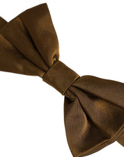 Men Brown 100% Silk Adjustable Neck Papillon Bow Tie
