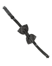 Men Metallic Black Silk Adjustable Neck Papillon Bow Tie