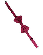 Men Burgundy Silk Adjustable Neck Papillon Bow Tie