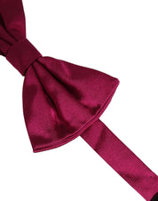 Men Burgundy Silk Adjustable Neck Papillon Bow Tie