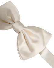 Men White 100% Silk Adjustable Neck Papillon Bow Tie
