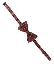 Men Bordeaux Floral Adjustable Neck Papillon Bow Tie