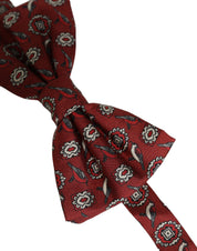 Men Bordeaux Floral Adjustable Neck Papillon Bow Tie