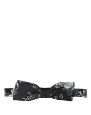 Black Floral Silk Adjustable Neck Men Papillon Bow Tie