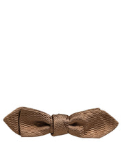 Men Brown Gold Silk Adjustable Neck Papillon Bow Tie