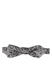 Men Gray Abstract Silk Adjustable Neck Papillon Bow Tie