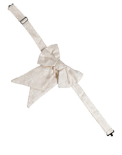 Men White Jacquard Silk Adjustable Neck Papillon Bow Tie