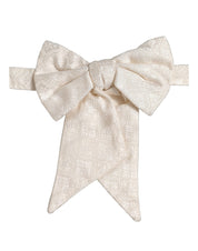 Men White Jacquard Silk Adjustable Neck Papillon Bow Tie