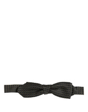 Men Black Dotted Silk Adjustable Neck Papillon Bow Tie