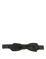 Men Black Dotted Silk Adjustable Neck Papillon Bow Tie