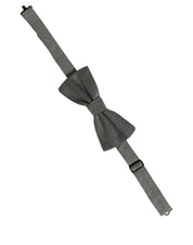 Men Gray Silk Patterned Adjustable Neck Papillon Bow Tie