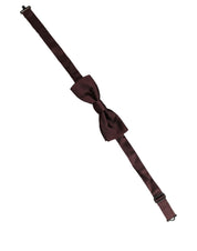 Men Brown 100% Silk Adjustable Neck Papillon Bow Tie