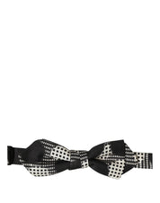 Black White Checkered Adjustable Neck Papillon Bow Tie