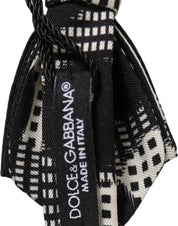 Black White Checkered Adjustable Neck Papillon Bow Tie
