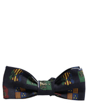 Men Blue Flags 100% Silk Adjustable Neck Papillon Bow Tie