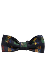 Men Blue Flags 100% Silk Adjustable Neck Papillon Bow Tie
