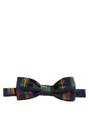 Men Blue Flags 100% Silk Adjustable Neck Papillon Bow Tie