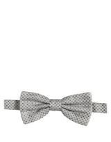 Men Black Gray Polka Dot Adjustable Neck Papillon Bow Tie