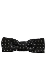 Black White Polka Dot Adjustable Neck Papillon Bow Tie