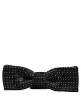 Black White Polka Dot Adjustable Neck Papillon Bow Tie