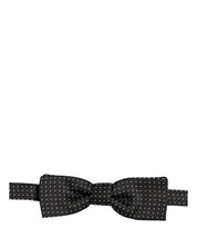 Black White Polka Dot Adjustable Neck Papillon Bow Tie