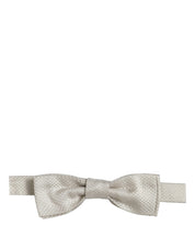 Men White 100% Silk Adjustable Neck Papillon Bow Tie