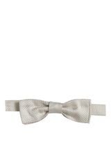 Men White 100% Silk Adjustable Neck Papillon Bow Tie
