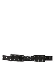 Black White Polka Dot Adjustable Neck Papillon Bow Tie