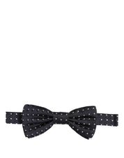 Black White Polka Dot Adjustable Neck Papillon Bow Tie