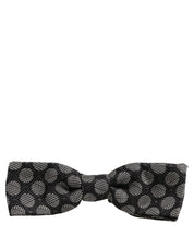 Black White Geometric Silk Adjustable Neck Papillon Bow Tie