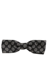 Black White Geometric Silk Adjustable Neck Papillon Bow Tie