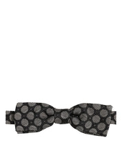 Black White Geometric Silk Adjustable Neck Papillon Bow Tie