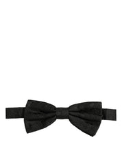 Men Black Paisley Silk Adjustable Neck Papillon Bow Tie