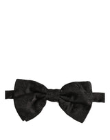 Men Black Paisley Silk Adjustable Neck Papillon Bow Tie