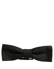 Men Black 100% Silk Adjustable Neck Papillon Bow Tie
