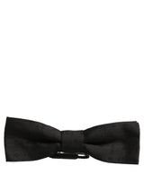 Men Black 100% Silk Adjustable Neck Papillon Bow Tie