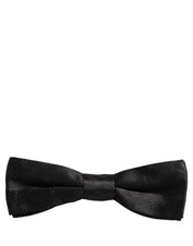 Men Black Floral Silk Adjustable Neck Papillon Bow Tie