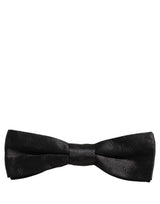 Men Black Floral Silk Adjustable Neck Papillon Bow Tie