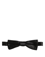 Men Black Floral Silk Adjustable Neck Papillon Bow Tie