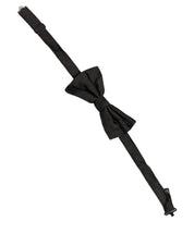 Men Black 100% Silk Adjustable Neck Papillon Bow Tie