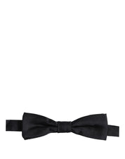 Men Black 100% Silk Adjustable Neck Papillon Bow Tie