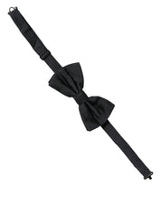 Men Black 100% Silk Adjustable Neck Papillon Bow Tie