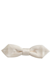 Men White 100% Silk Adjustable Neck Papillon Bow Tie