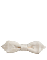 Men White 100% Silk Adjustable Neck Papillon Bow Tie