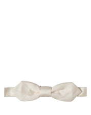 Men White 100% Silk Adjustable Neck Papillon Bow Tie