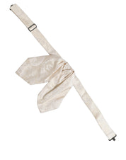 Men Ivory Paisley SIlk Adjustable Neck Papillon Bow Tie
