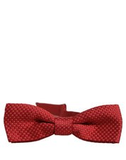 Men Red Polka Dot Silk Adjustable Neck Papillon Bow Tie