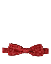 Men Red Polka Dot Silk Adjustable Neck Papillon Bow Tie